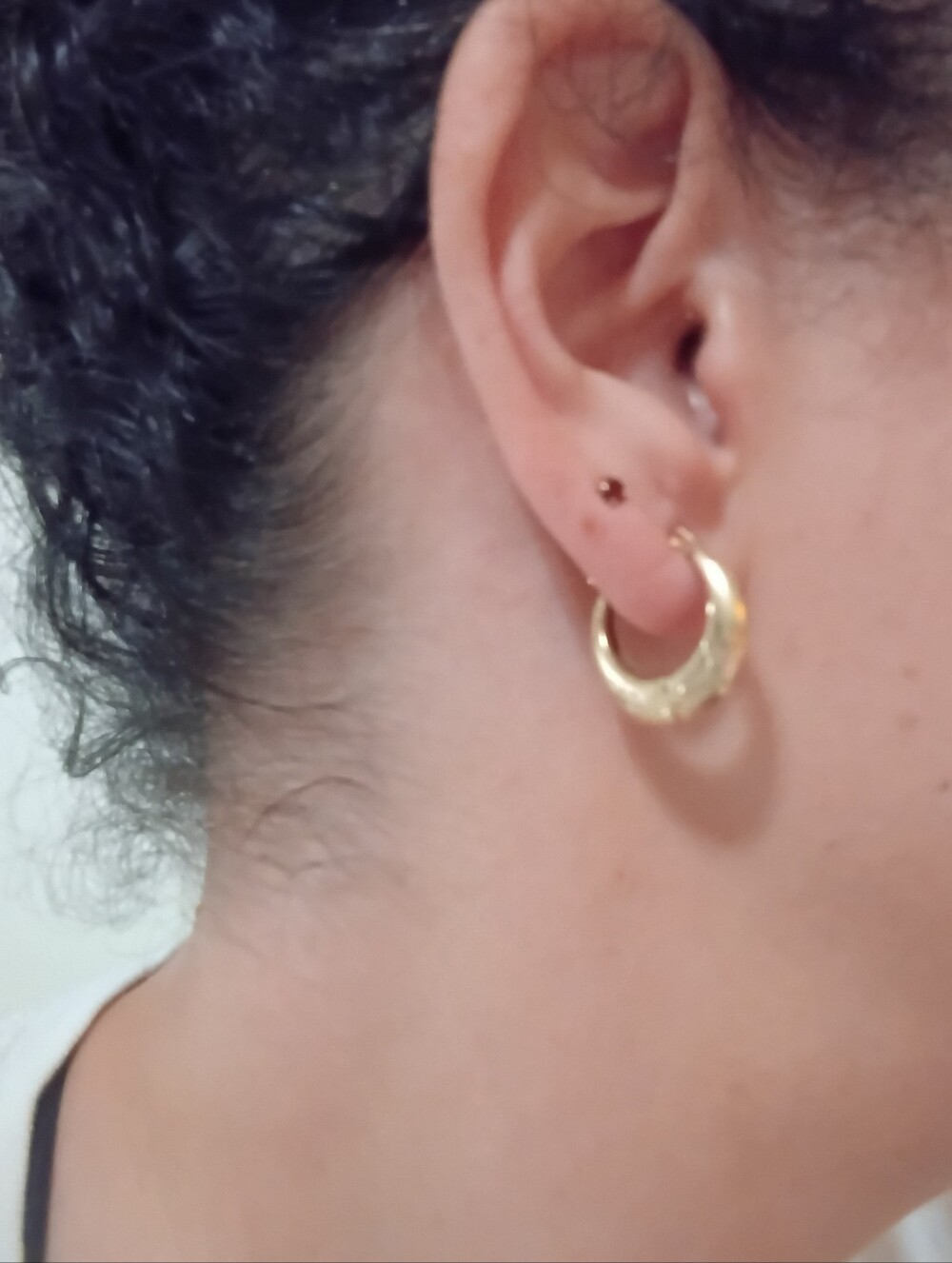 Stamped 10k Gold Etched Hoop Earrings